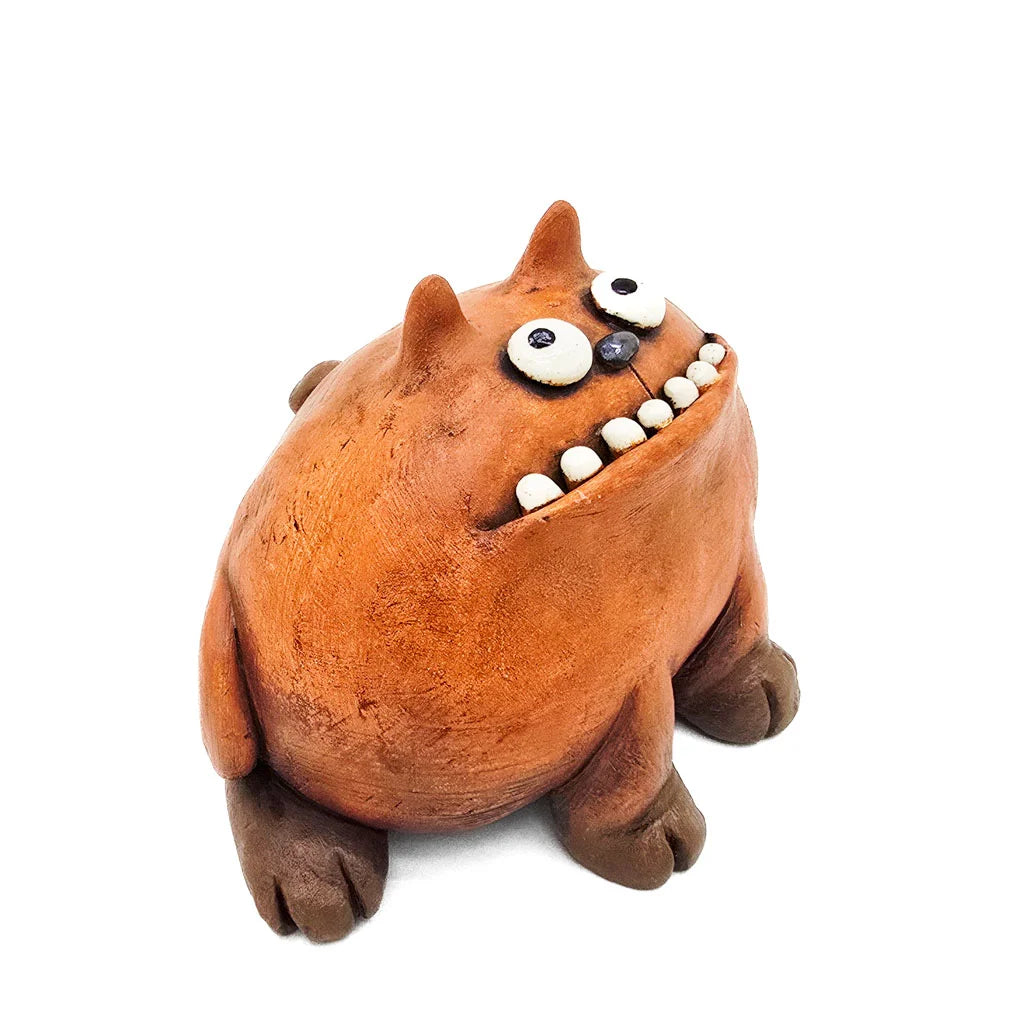 Sitting Orange Fat Cat - Original Ceramic Figurine