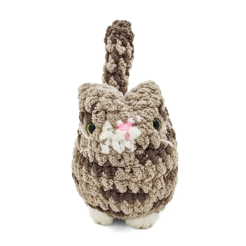 BigBebez Brown Tabby White Paws Cat - Super Soft Hand Crochet