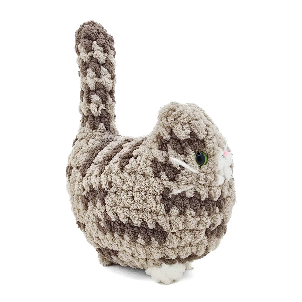 BigBebez Brown Tabby White Paws Cat - Super Soft Hand Crochet