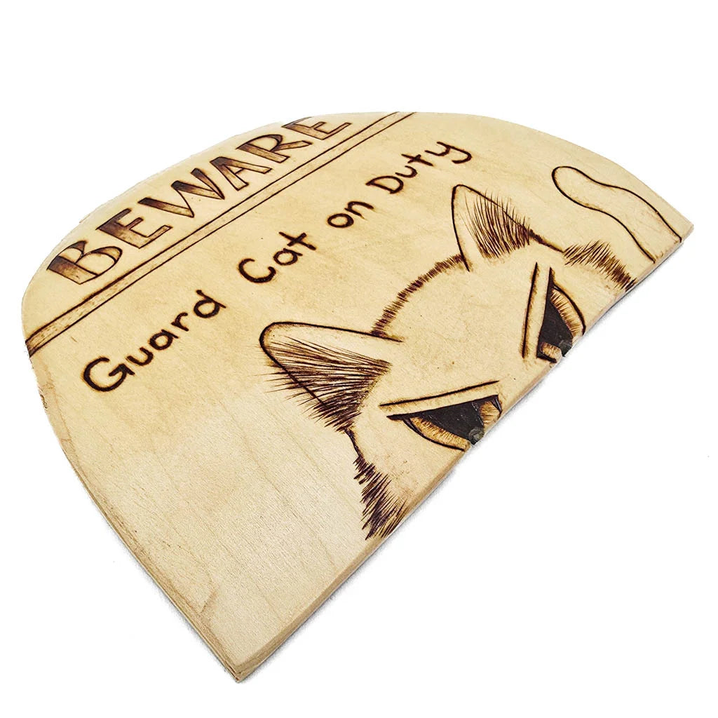 Beware Cat  - Upcycled Skateboard Wall Art