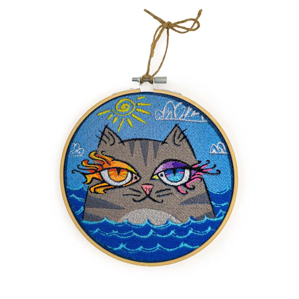 Sea &amp; sky Cat - Embroidered Ring