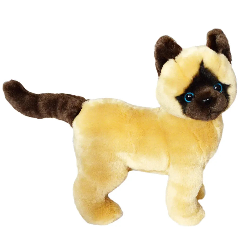Plush toy of a Siamese cat on a white background