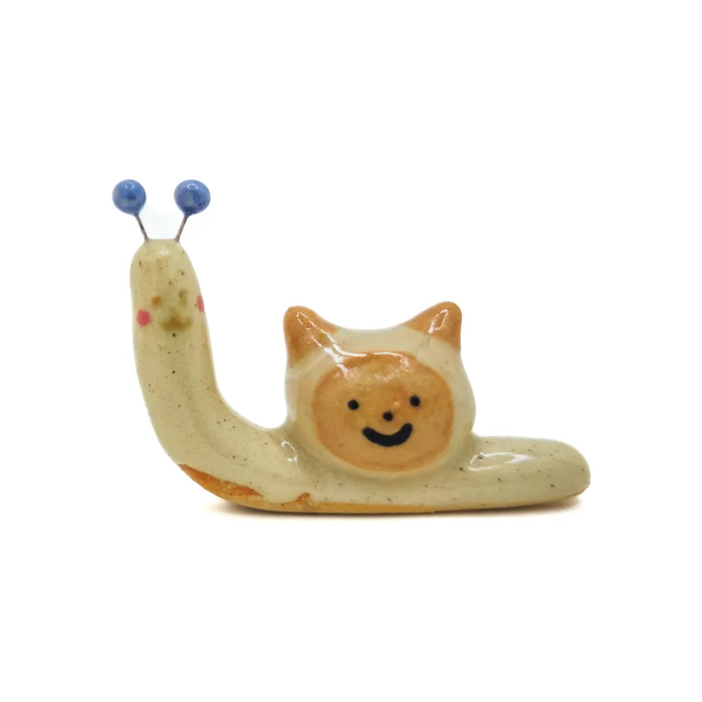 Happy Kitty Snail - Handmade Ceramic Art