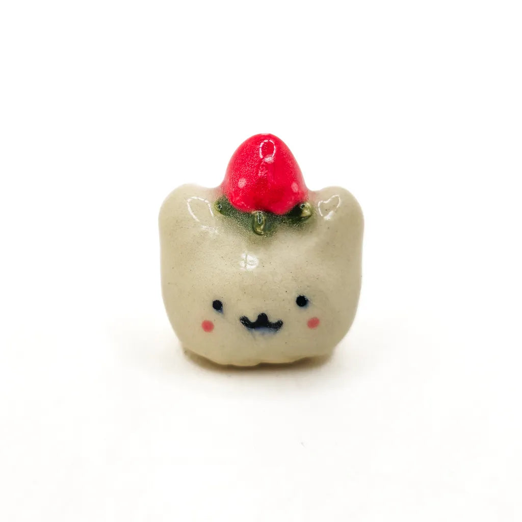 Strawberry Kitty - Handmade Ceramic Art