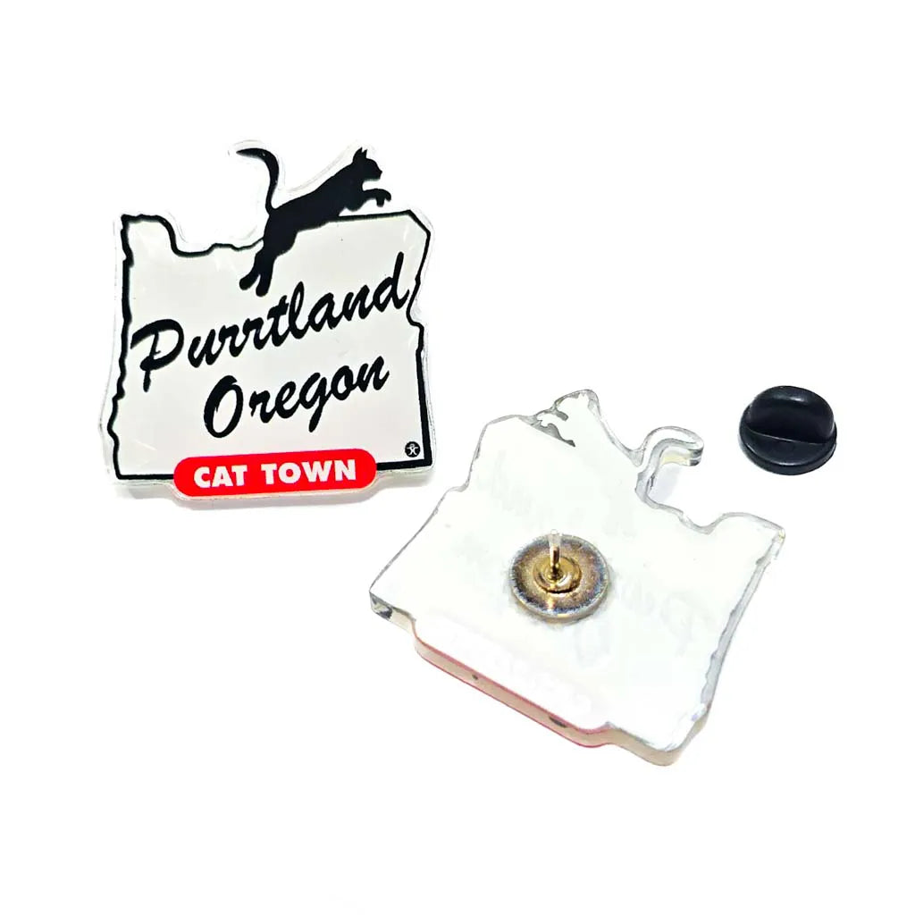 Purrtland Cat Town - Acrylic Cat Pin