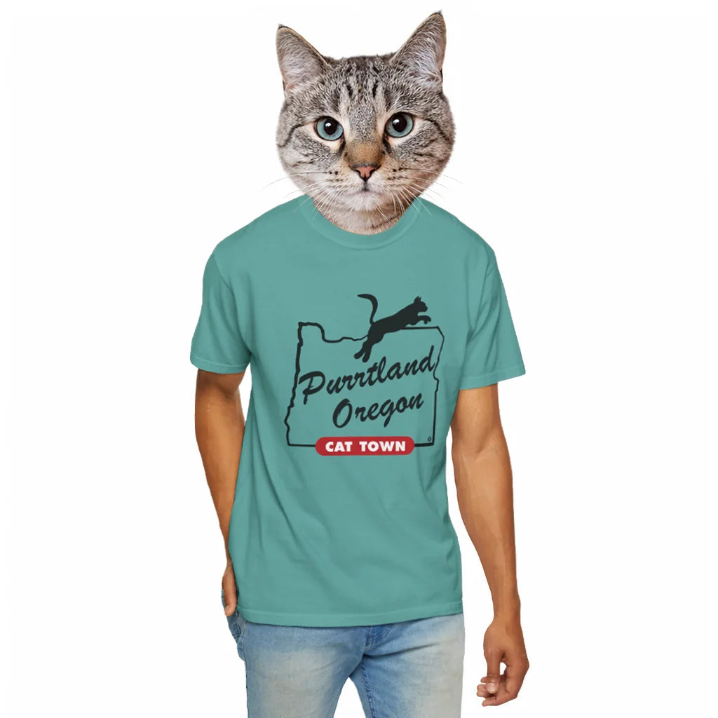 Purrtland Cat Town - Unisex T-shirt - Seafoam