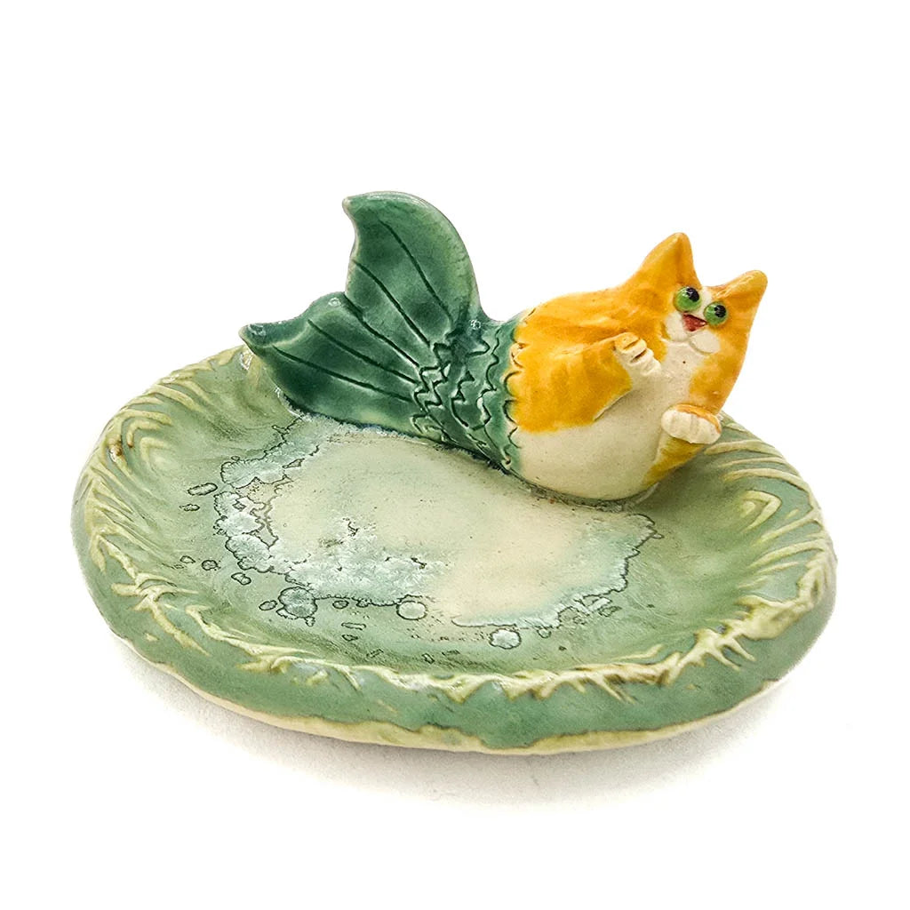 Orange Tabby - Cat Fish Jewelry or Soap Dish - Handmade Ceramic