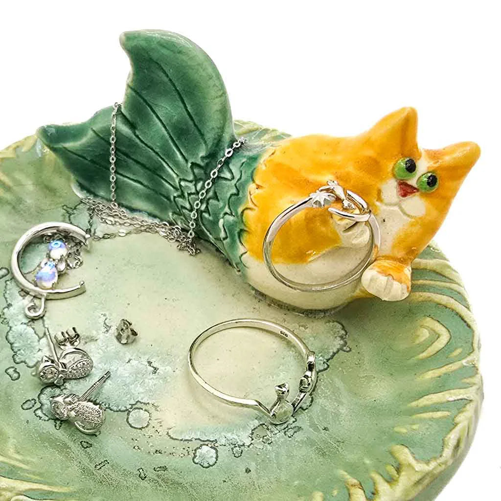 Orange Tabby - Cat Fish Jewelry or Soap Dish - Handmade Ceramic