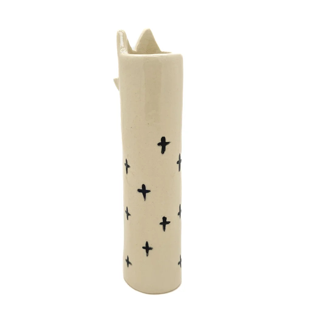 Cross Pattern Cat Vase - Handmade Ceramic