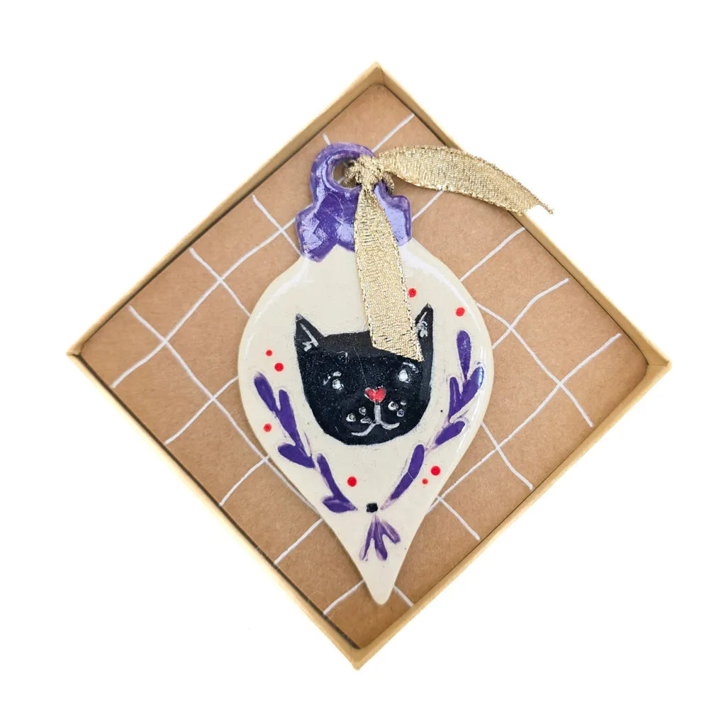 Cat Ornaments - Handmade Ceramic Ornaments