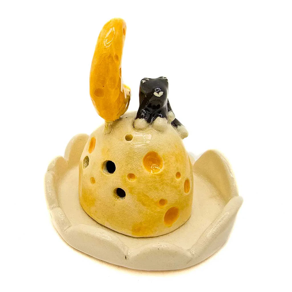 Tuxedo Kitty Moon - Ceramic Incense Burner
