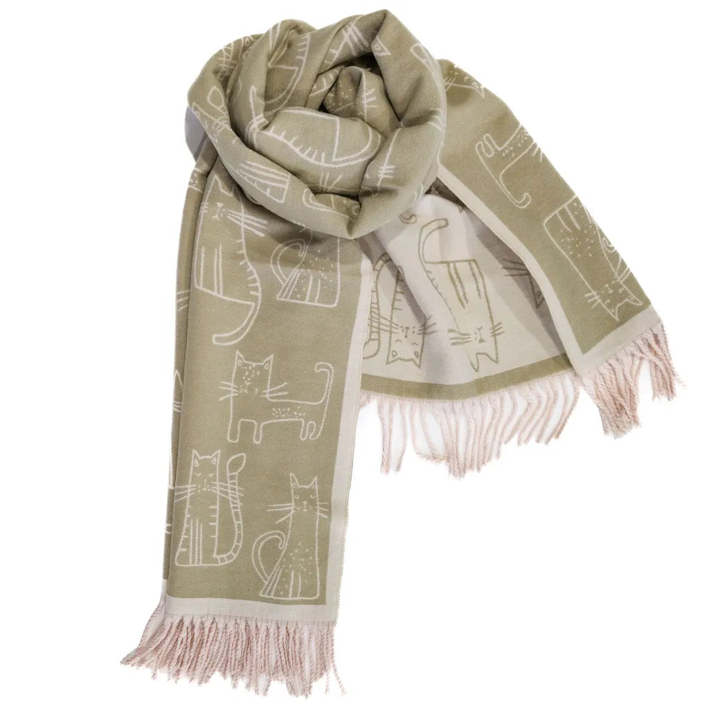Cozy Cats -  Vegan Cashmere Shawl - 3 Colors
