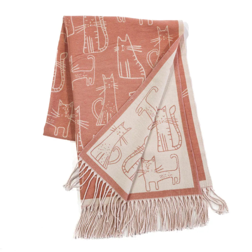 Cozy Cats -  Vegan Cashmere Shawl - 3 Colors