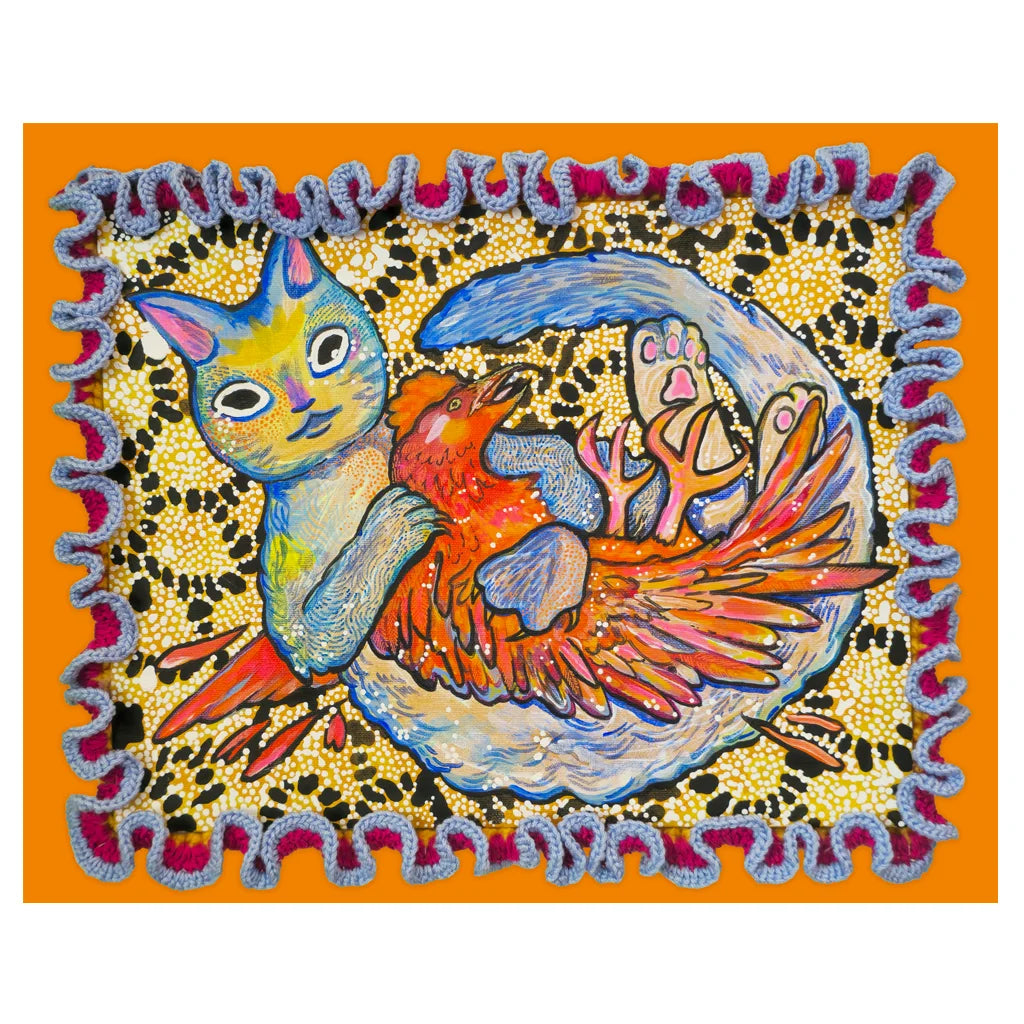 Catching the Rooster Before... - Archival Art Cat Print