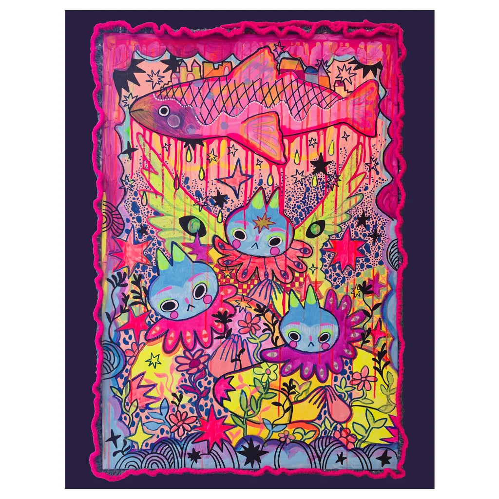 Meowy Trinity - Archival Art Cat Print