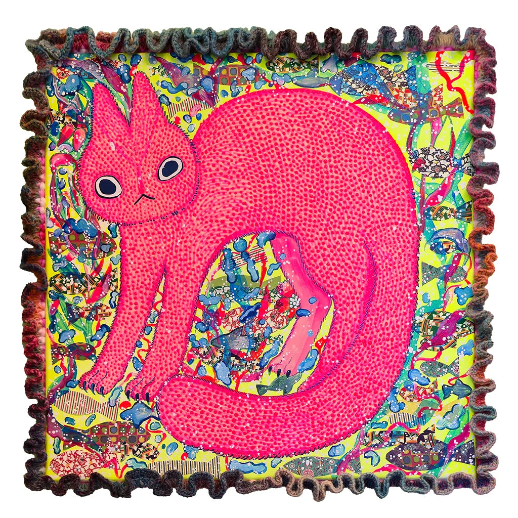 A Touch of Love - Mixed Media Original Cat Painting