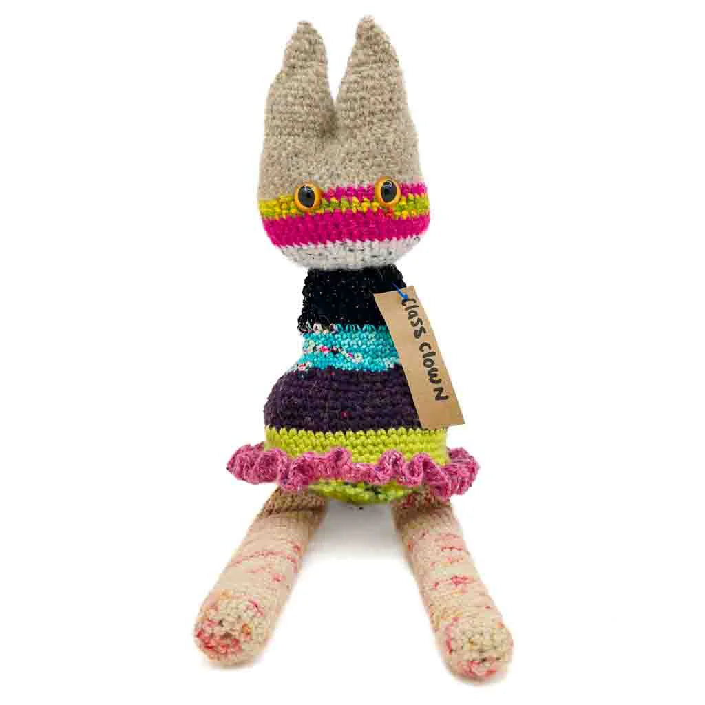 Class Clown - Hand Knitted Art Cat Doll