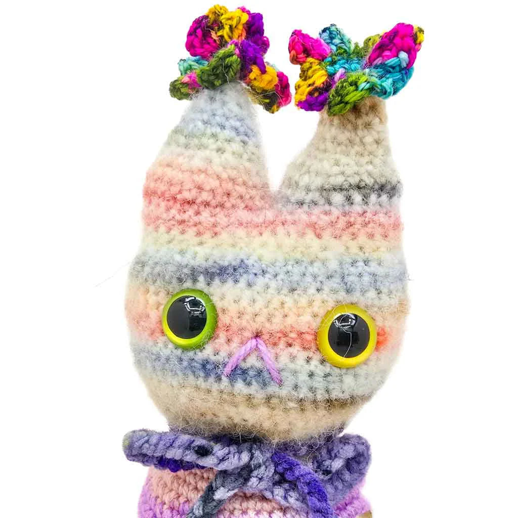 Flower Power - Hand Knitted Art Cat Doll