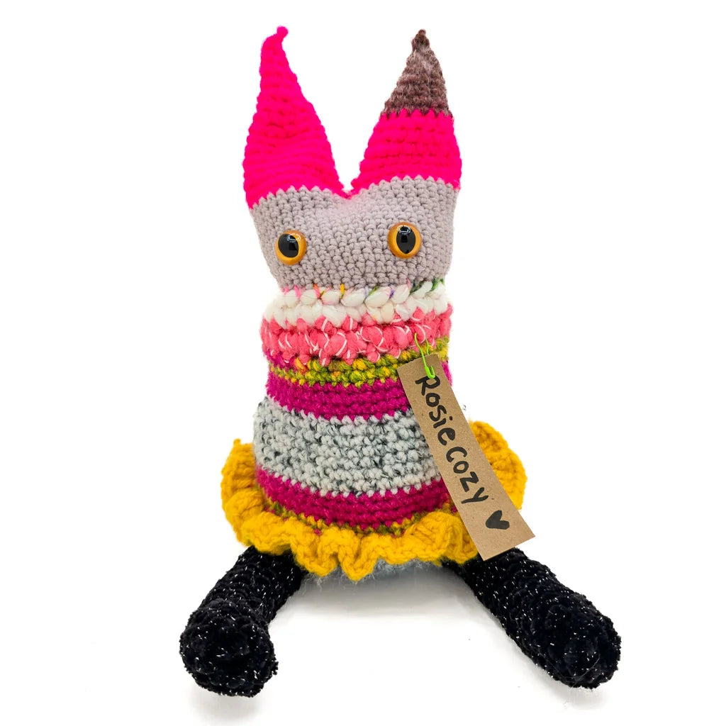 Rosie Cozy - Hand Knitted Art Cat Doll