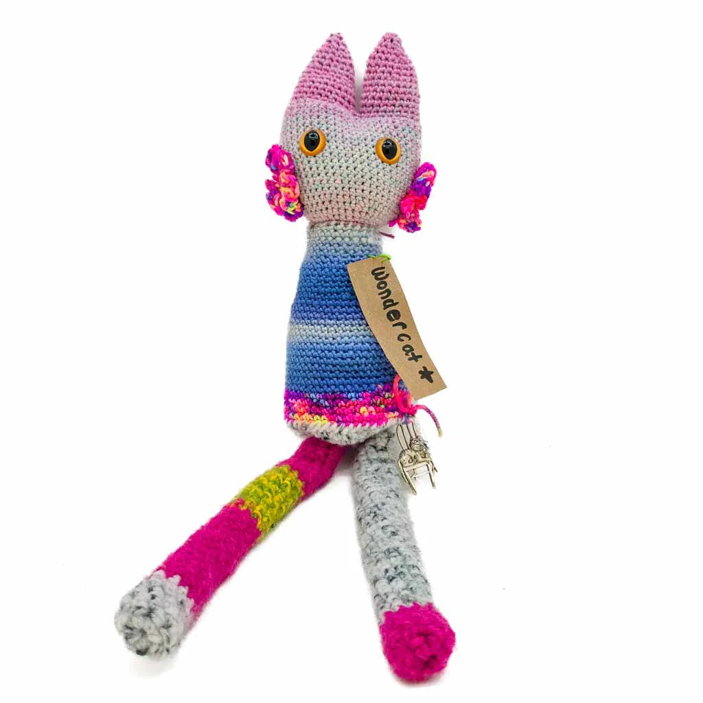 Wonder Cat - Hand Knitted Art Cat Doll