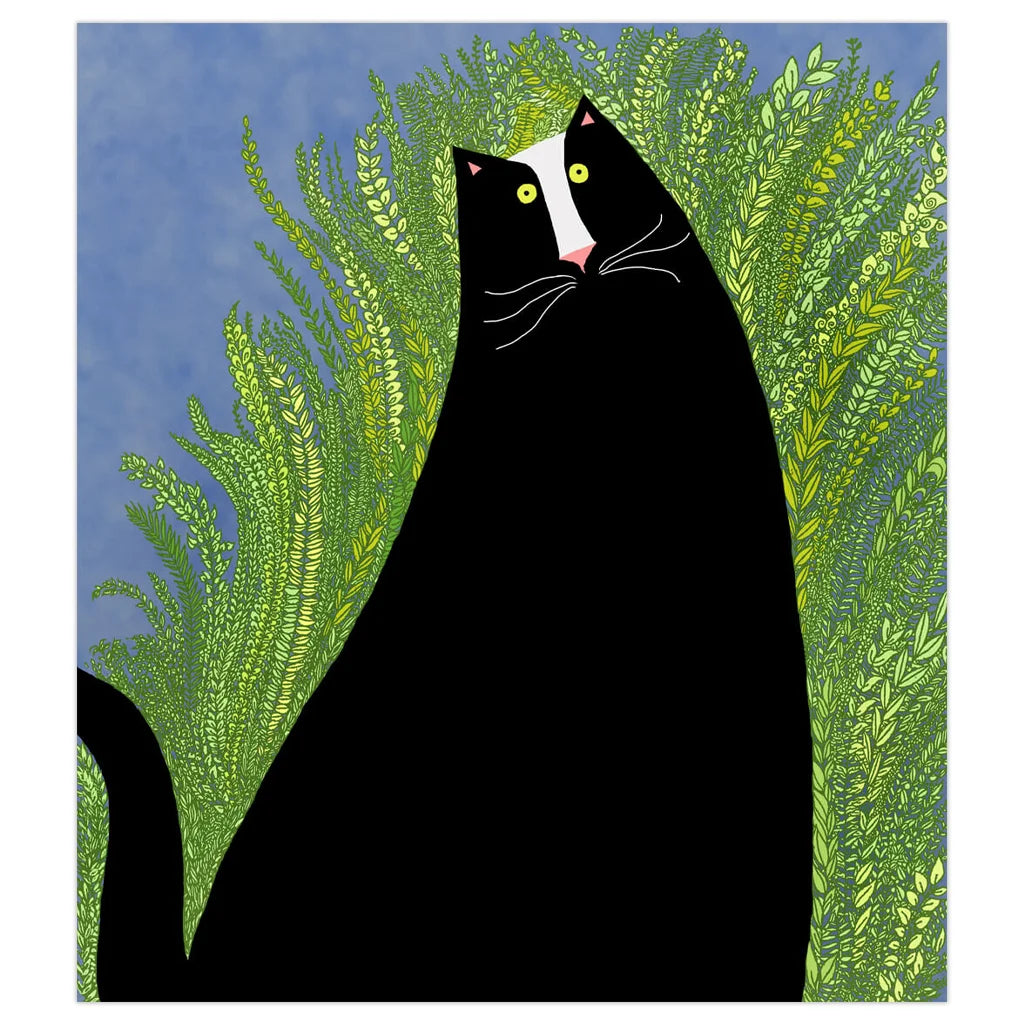 Tux In The Garden - Signed Cat Art Print