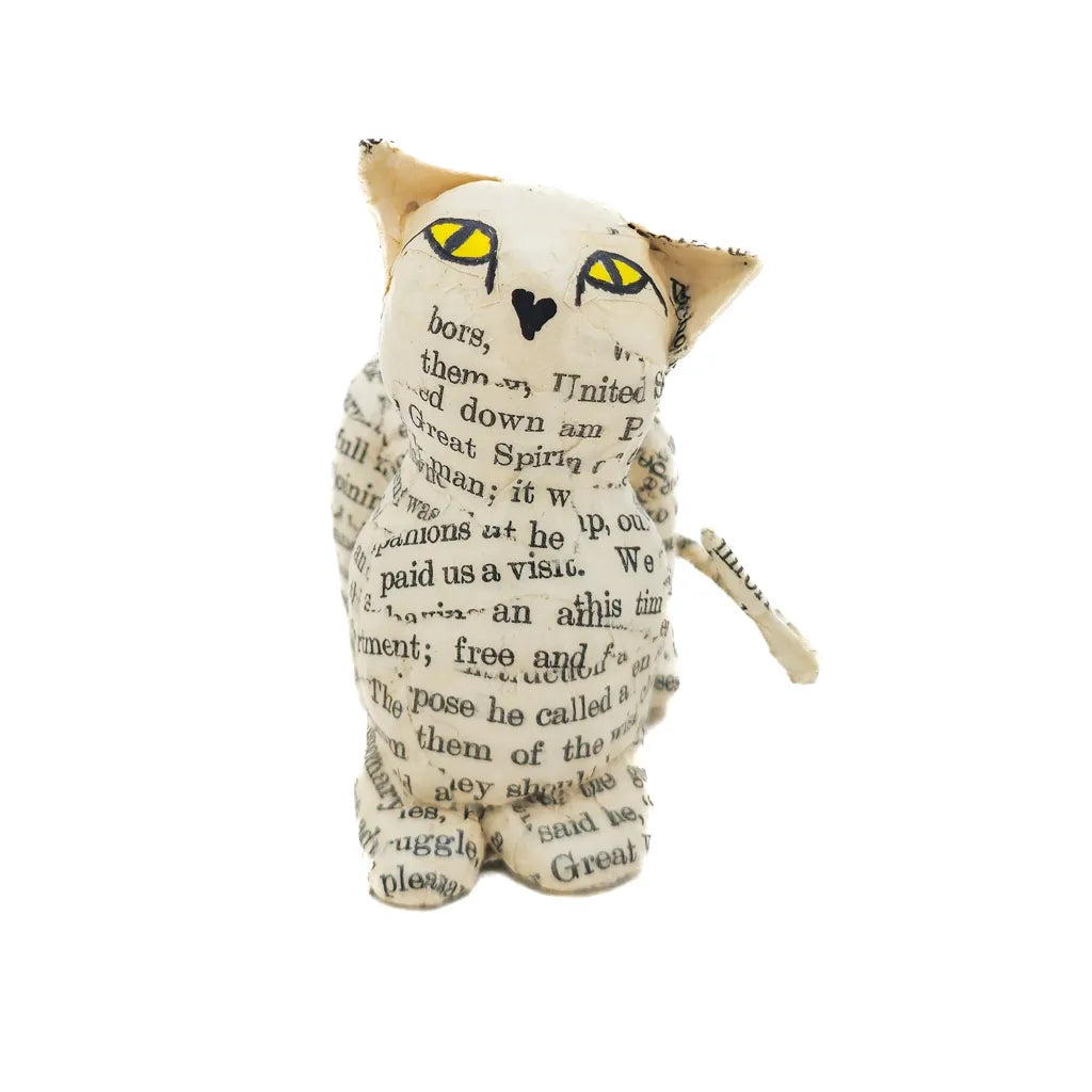 Book Cat #92 - Paper Mache Sculpture