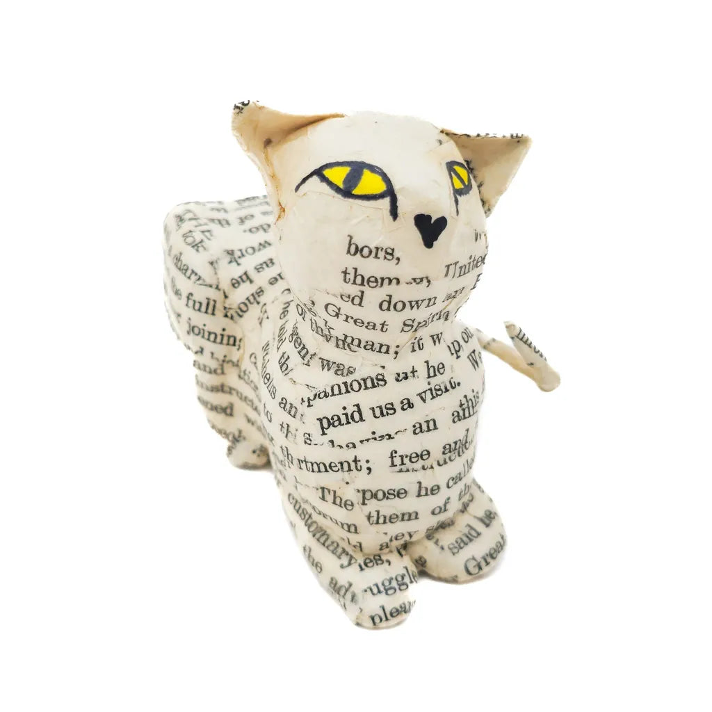 Book Cat #92 - Paper Mache Sculpture