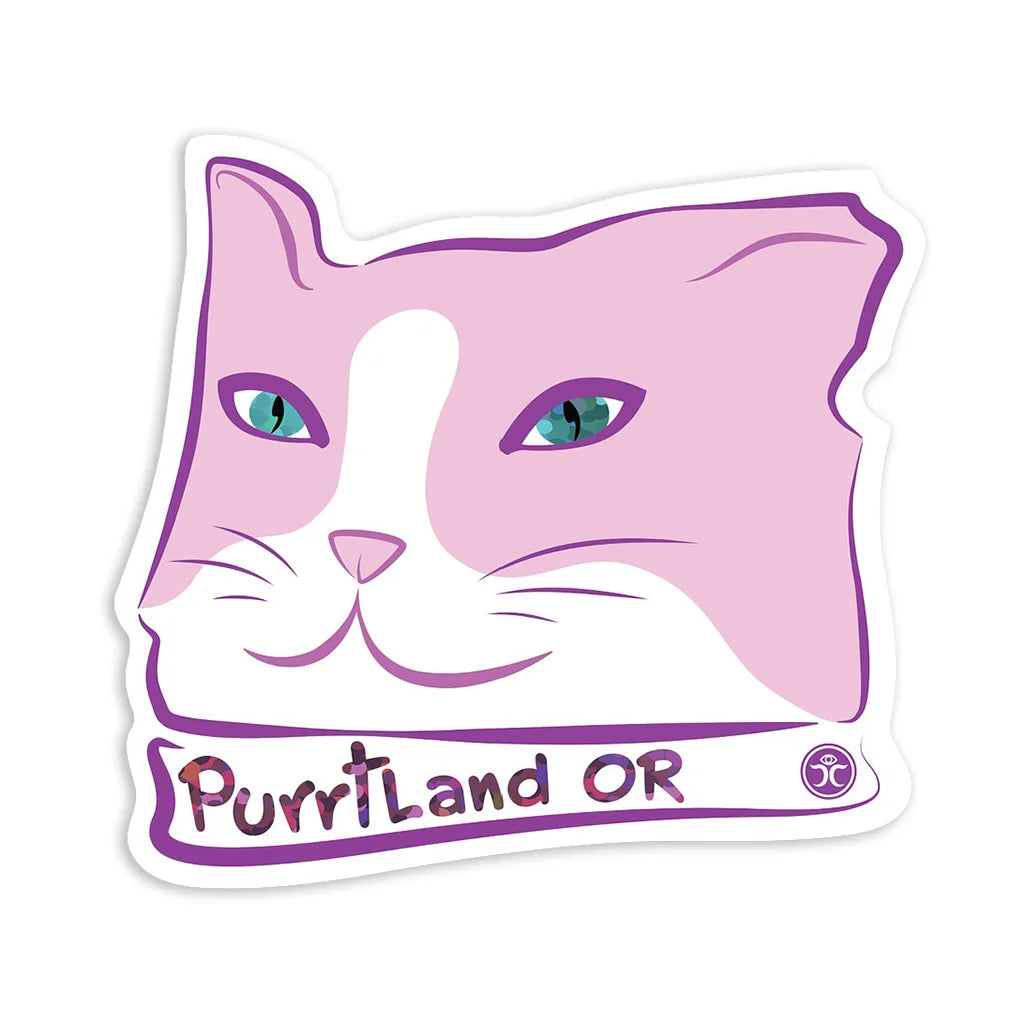 Purrtland Pink Tuxedo Cat - Holo Die Cut Sticker