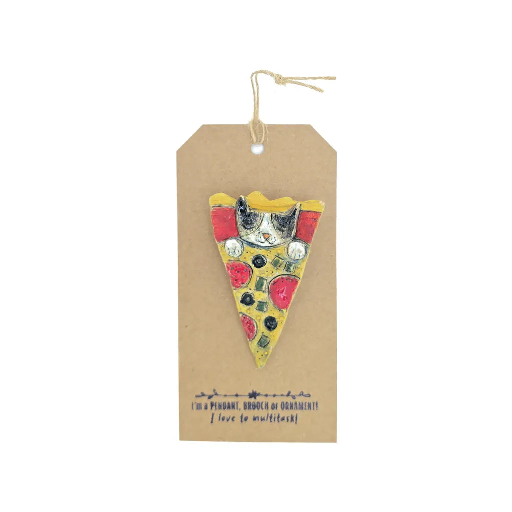 Pizza Kitty - Multitasker - Handmade Ceramic Cat