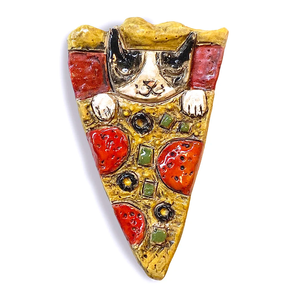 Pizza Kitty - Multitasker - Handmade Ceramic Cat