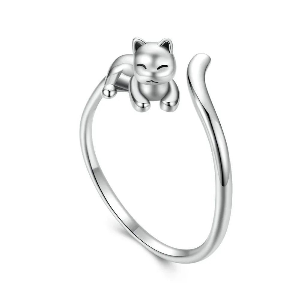 Resting Kitty - Sterling Silver Ring