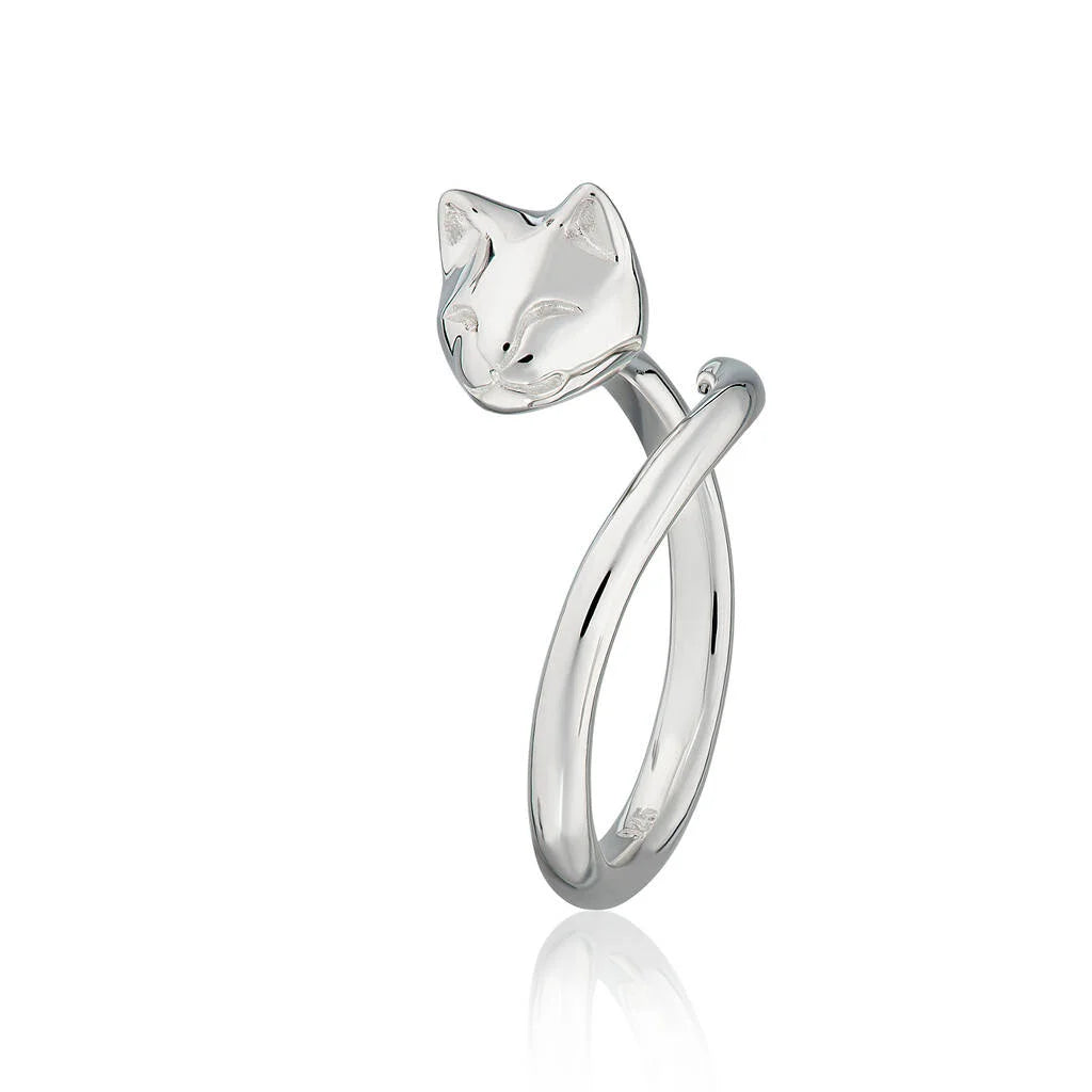 Minimalist Wrap Around Cat - Sterling Silver Ring