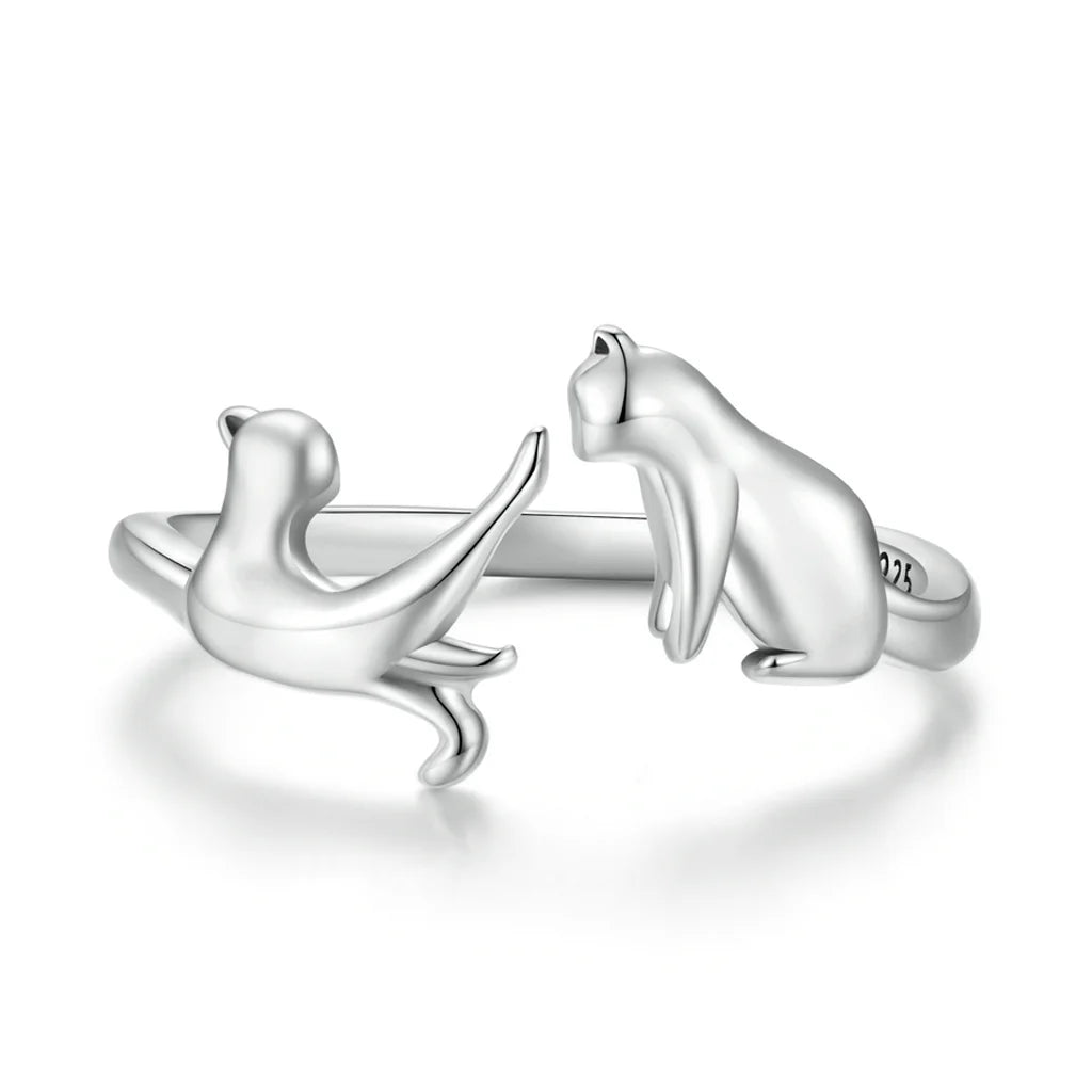 Playful Kittens - Sterling Silver Ring