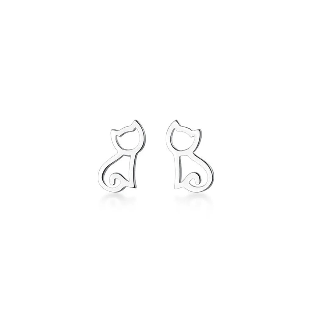 Curly Kitty - Sterling Silver Stud Earrings