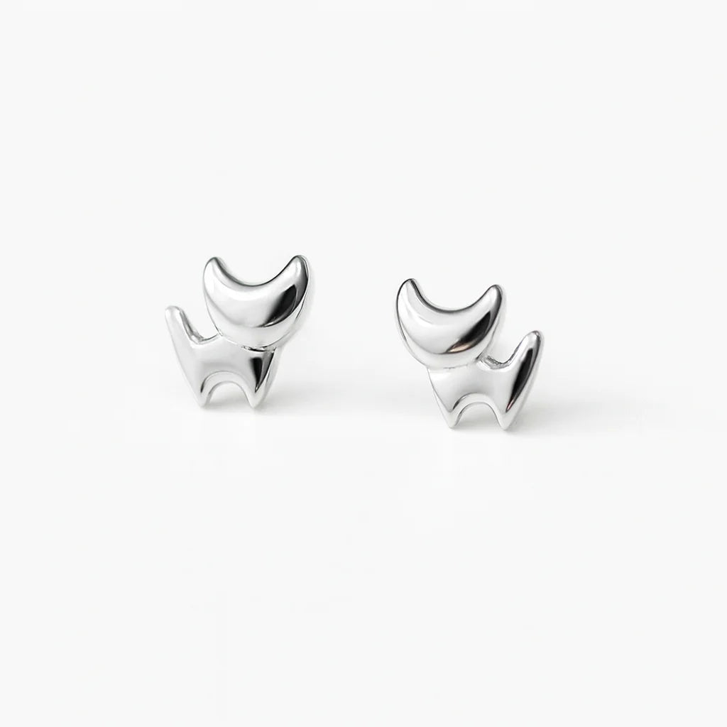 Modern Kitties - Sterling Silver Stud Earrings