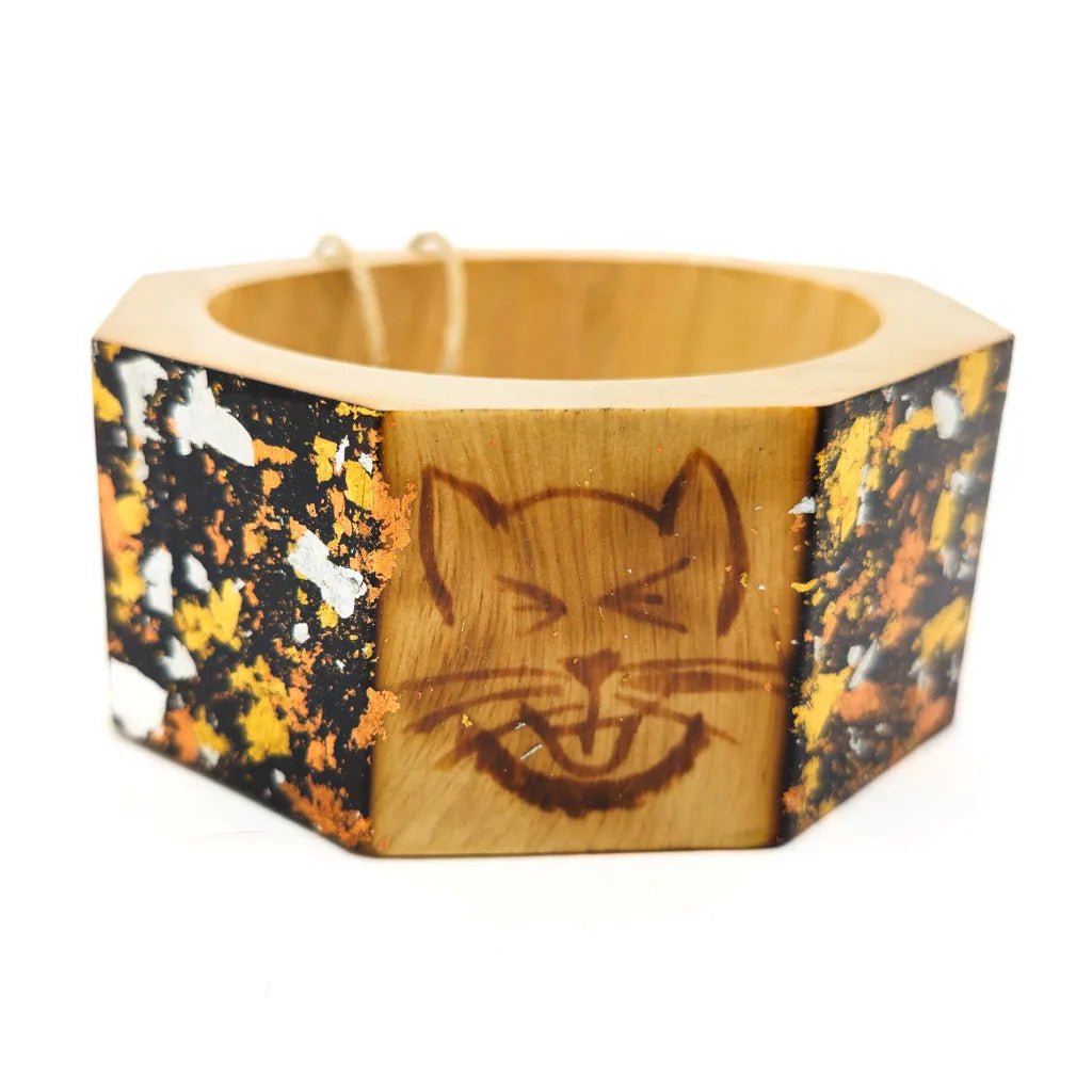 Meow Bitch 4 Cats - Wide Handcrafted Wood Bracelet