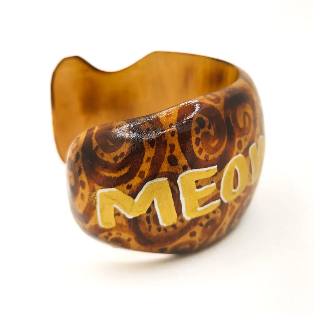 Meow Bitch Swirls Wide - Handcrafted Wood Bracelet