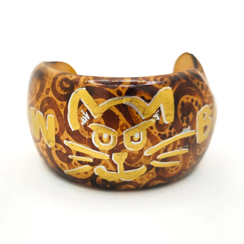 Meow Bitch Swirls Wide - Handcrafted Wood Bracelet