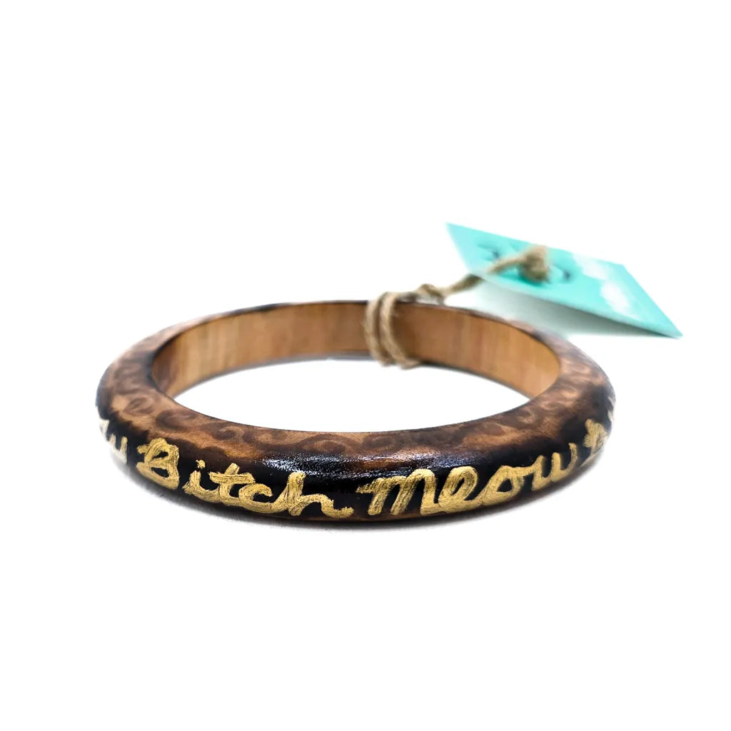 Meow Bitch Swirls - Thin Handcrafted Wood Bracelet