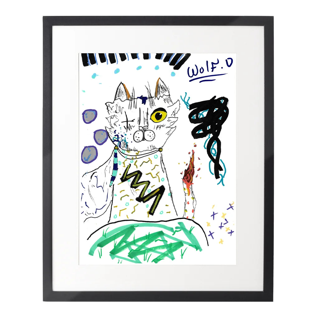 One Eye Cat - Framed Art Print