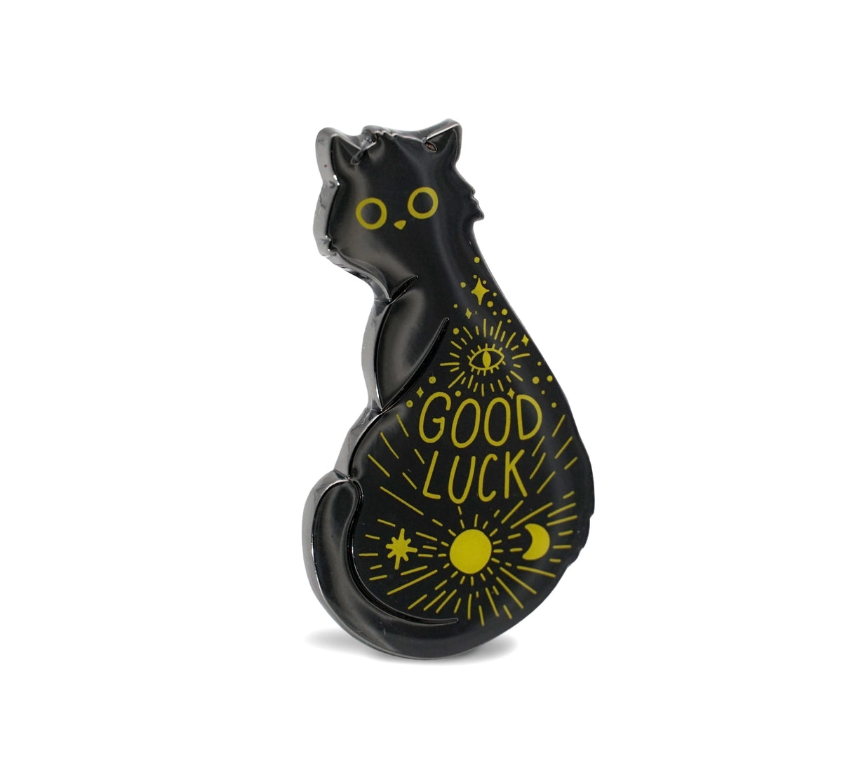 Good Luck Black Cat Looking Back - Enamel Pin