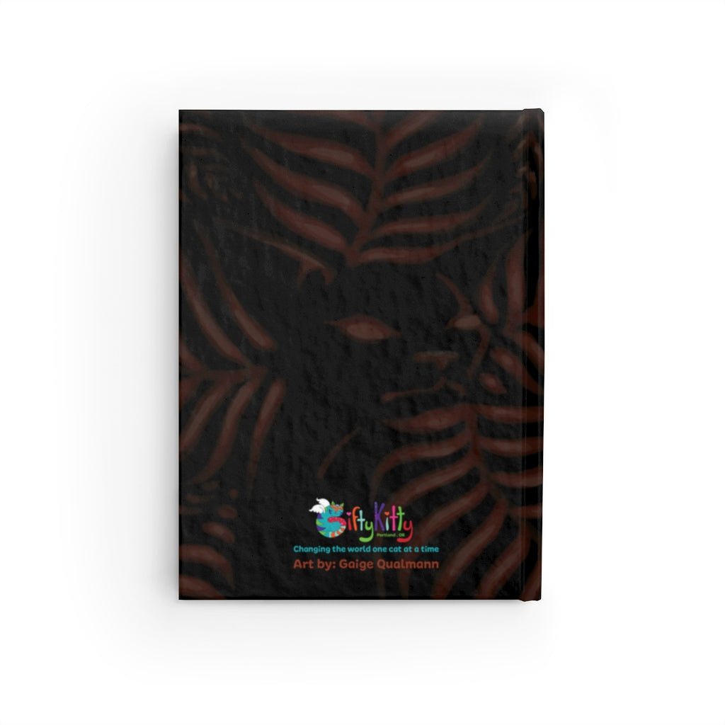 Black Cat In Ferns - Hardcover Journal