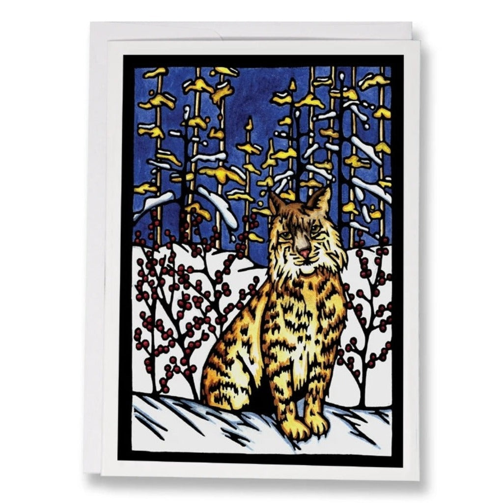 Bobcat In Snow - Greeting Card