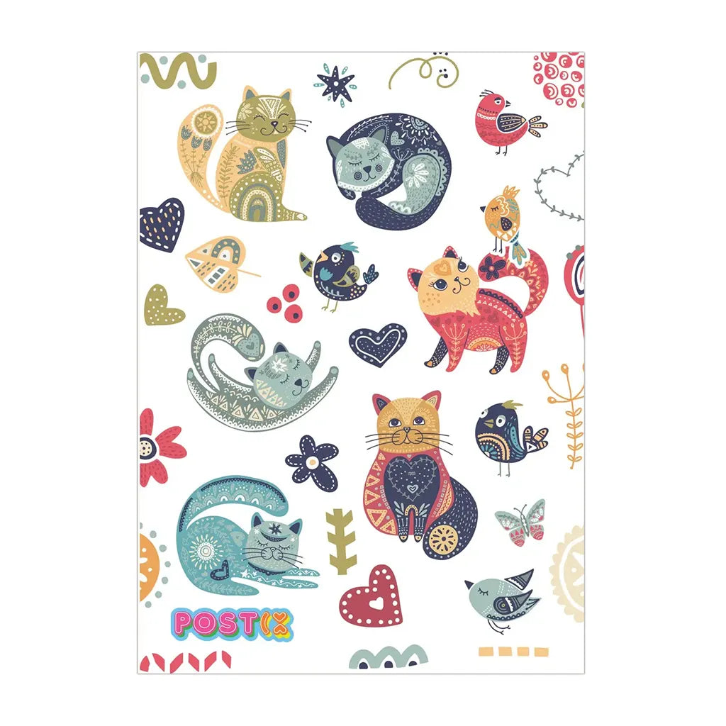 Folk Art Cats - Sticker Sheet