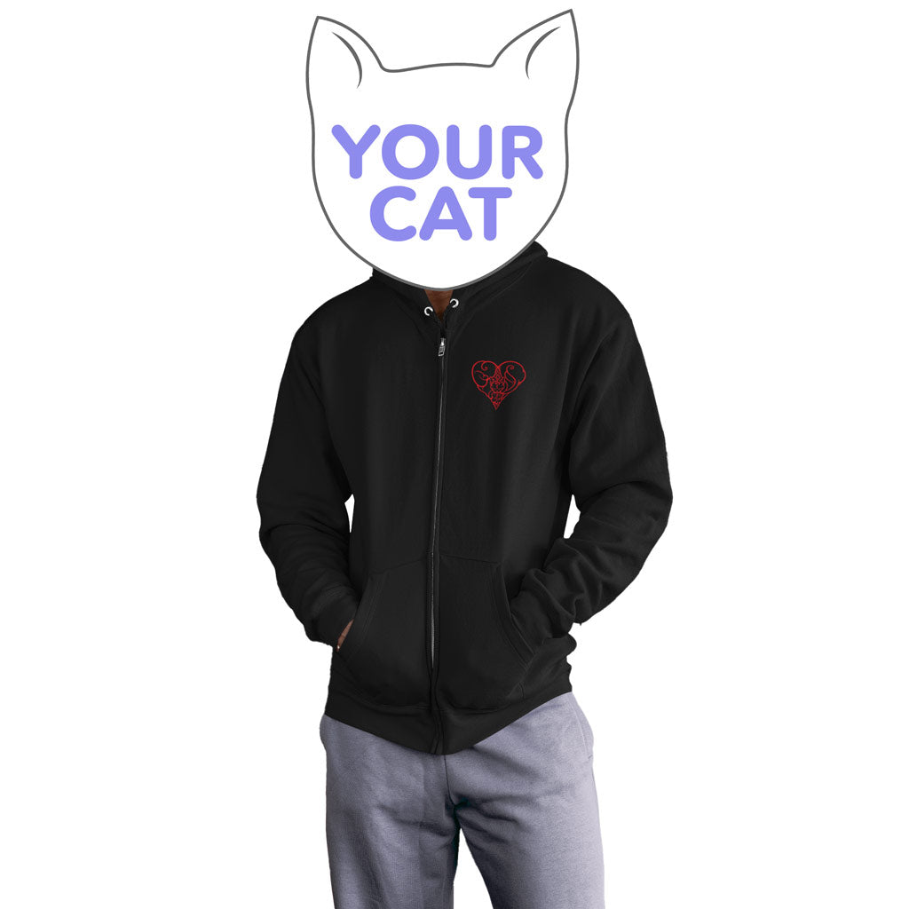 2 Cats Heart - Zip-Up Hoodie