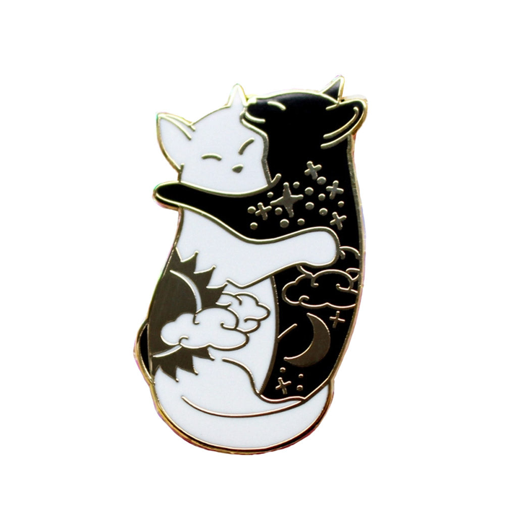 Pin Cat Rtist Day & Night Cats - Hard Enamel Pin - GiftyKitty
