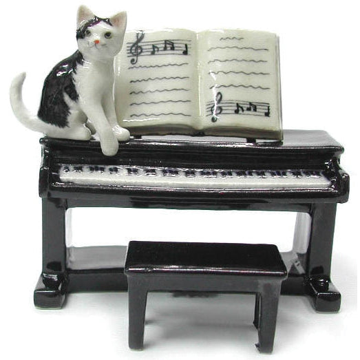Kitten with Piano - Porcelain Figurine
