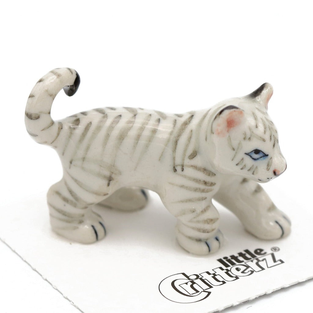 Asia The White Tiger Cub - Porcelain Miniature Figure