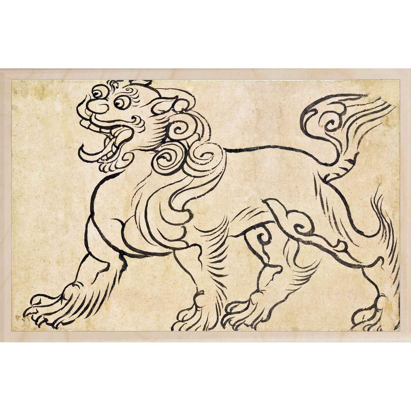 Tang Lion - Wooden Fine Art Postcard