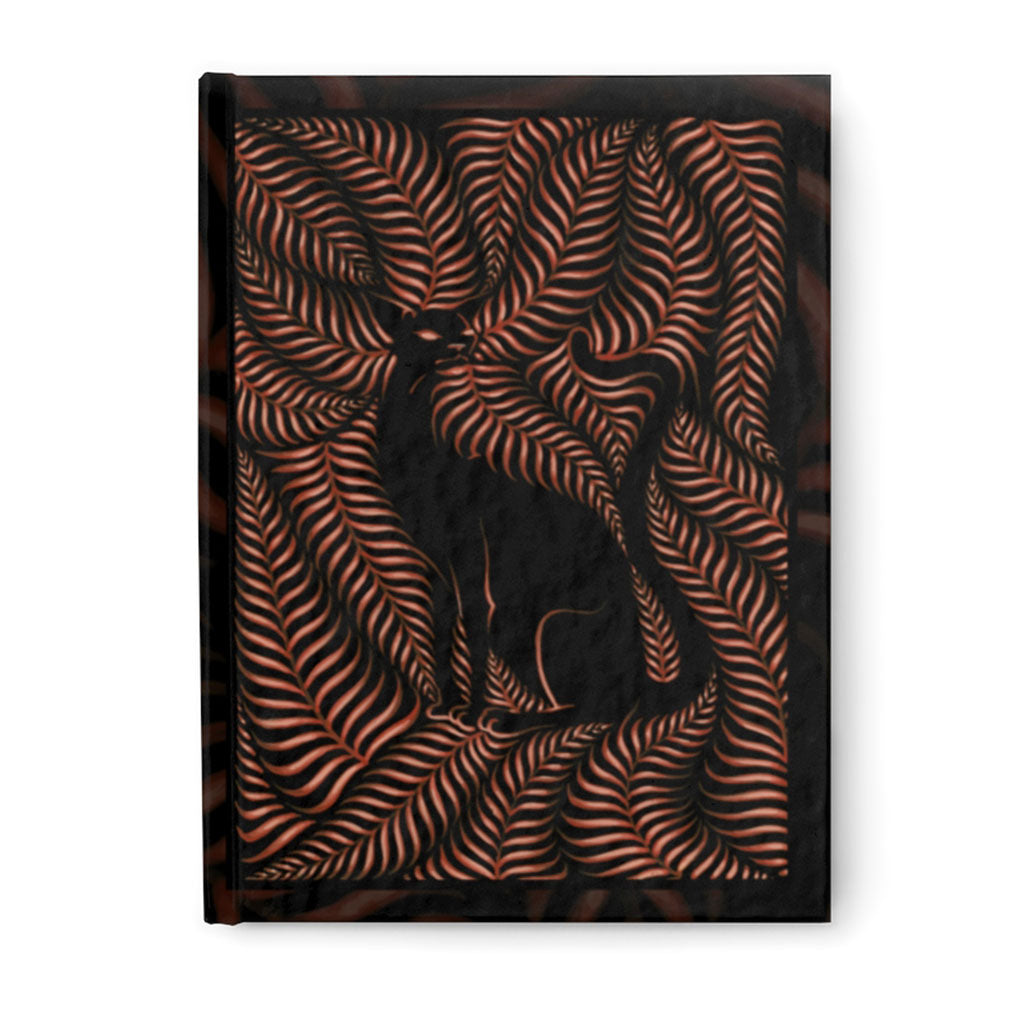 Black Cat In Ferns - Hardcover Journal